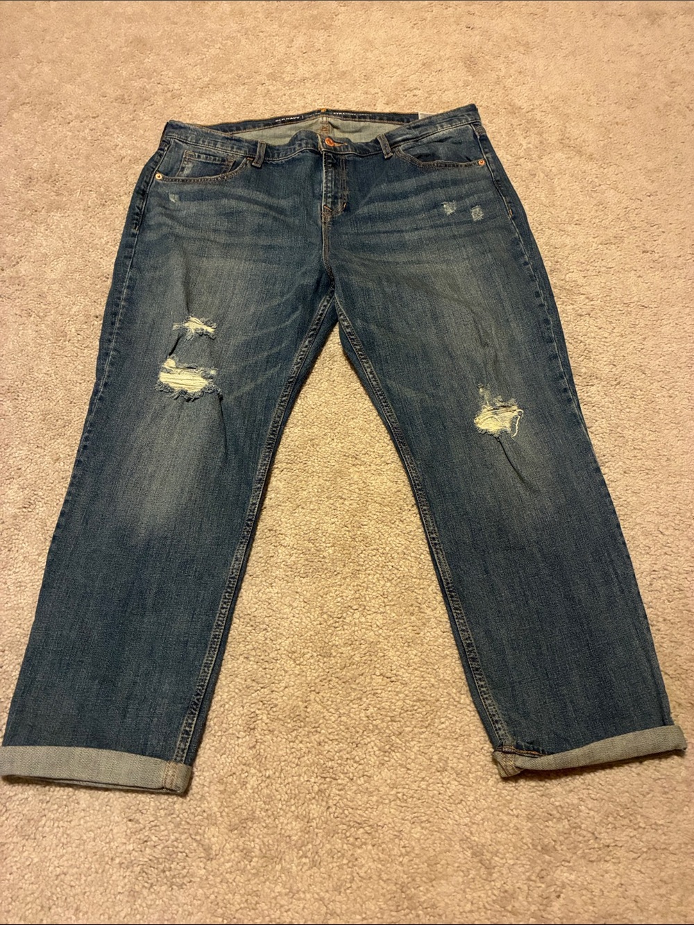 Old Navy Boyfriend Jeans in Distressed Blue Denim